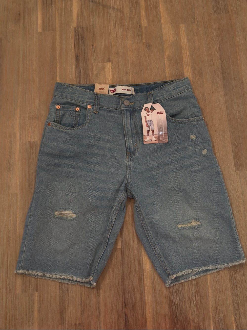 Levi's Boys Light Blue Distressed Denim Cutoff Denim Jean Shorts